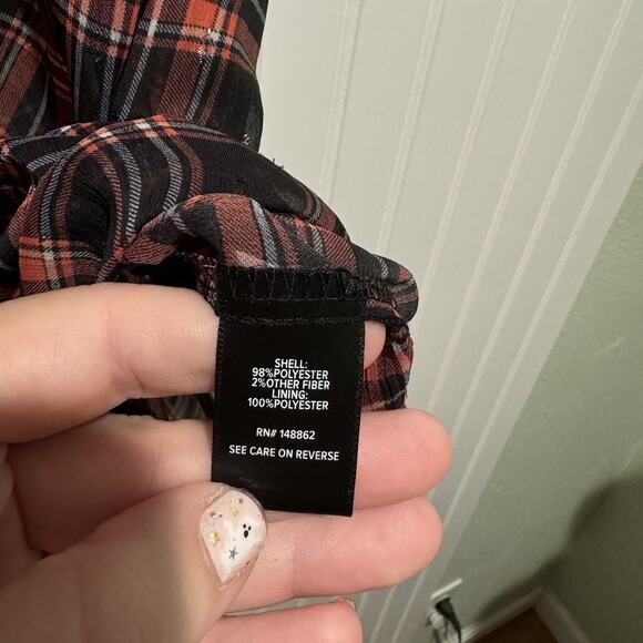 Torrid Plaid Chiffon Ruched Sleeve Blouse NEW Plus Size 4X - Picture 7 of 8